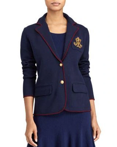 Ralph Lauren Lauren Sweater Knit Blazer In Navy/red Sangria | ModeSens