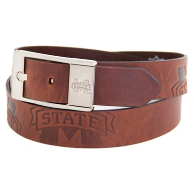 Eagles Wings Mississippi State Bulldogs Brandish Leather Belt In Brown