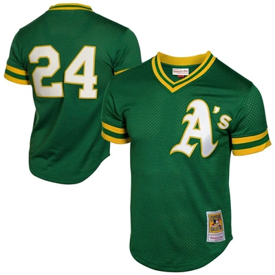 Mitchell & Ness Rickey Henderson Green Oakland Athletics 1991 Cooperstown Mesh Batting Practice Jers