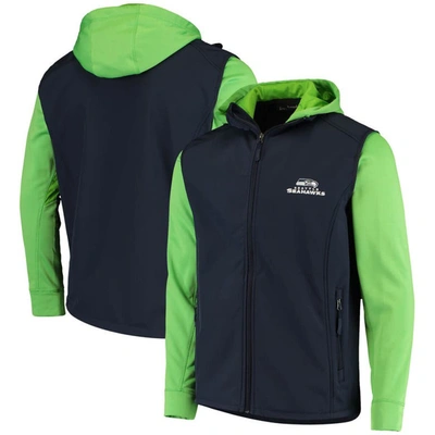 Dunbrooke Men's  College Navy And Neon Green Seattle Seahawks Big And Tall Alpha Full-zip Hoodie Jack In Navy,neon Green