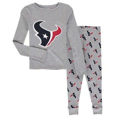 Outerstuff Kids' Youth Heathered Grey Houston Texans Long Sleeve T-shirt & Trousers Sleep Set