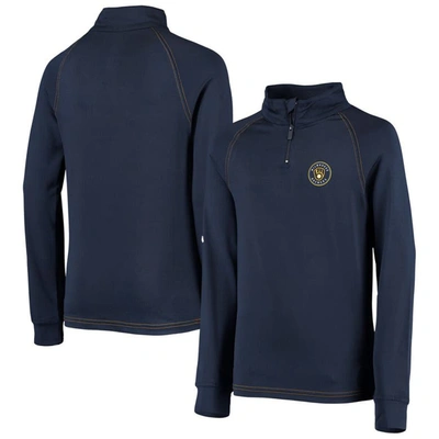 Stitches Kids' Youth  Navy Milwaukee Brewers Raglan Quarter-zip Jacket