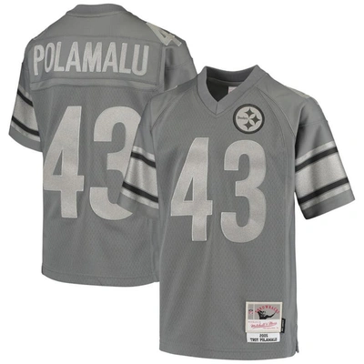 Mitchell & Ness Kids' Youth  Troy Polamalu Charcoal Pittsburgh Steelers 2005 Retired Player Metal Replica J