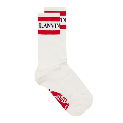Lanvin Logo Intarsia Socks In White