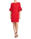 Ralph Lauren Lauren  Ruffled Bell-sleeve Dress In Red