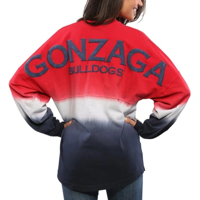 Spirit Jersey Red Gonzaga Bulldogs Ombre Long Sleeve Dip-dyed