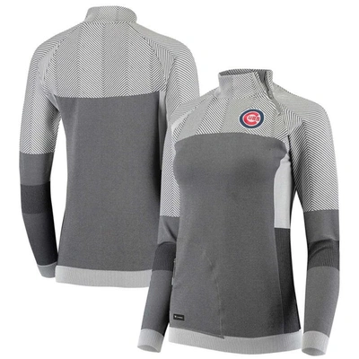 Levelwear Gray Chicago Cubs Verse Asymmetrical Tri-blend Quarter-zip Jacket
