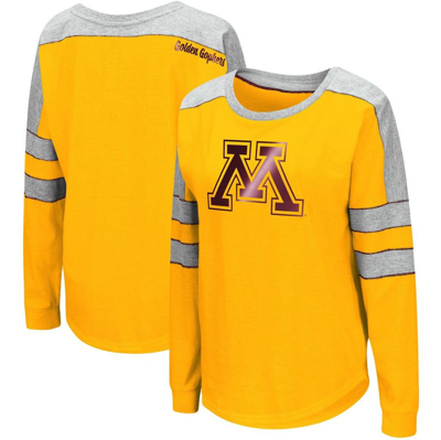 Colosseum Women's  Gold Minnesota Golden Gophers Trey Dolman Long Sleeve T-shirt