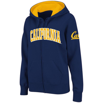 Colosseum Women's Stadium Athletic Navy Cal Bears Arched Name Full-zip Hoodie In Gold,navy