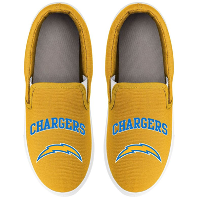 Foco Women's  Los Angeles Chargers Big Logo Slip-on Sneakers In Yellow