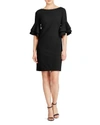 Ralph Lauren Lauren  Ruffled Bell-sleeve Dress In Black