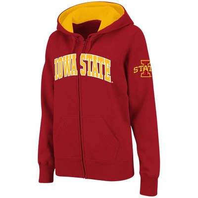 Colosseum Stadium Athletic Cardinal Iowa State Cyclones Arched Name Full-zip Hoodie
