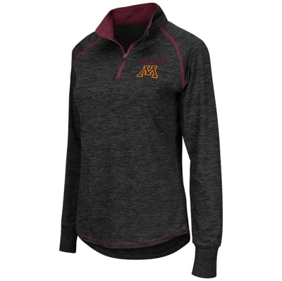 Colosseum Women's Black Minnesota Golden Gophers Bikram 1/4 Zip Long Sleeve Jacket