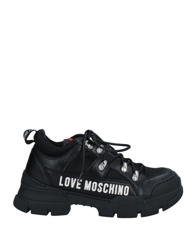 Love Moschino Embellished Mesh-paneled Leather Sneakers In Black