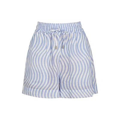 Ephemera Blue And White Printed Linen Shorts
