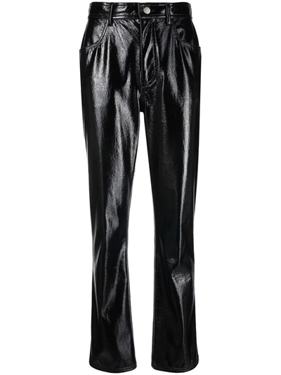 Philosophy Di Lorenzo Serafini Crinkled Patent-faux Leather Straight-leg Pants In Black