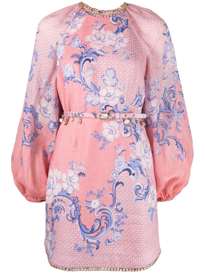 Zimmermann Postcard Embellished Ramie And Silk-trimmed Linen Dress In Multi