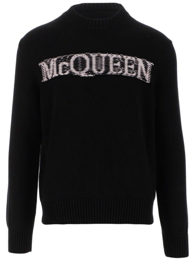 Alexander Mcqueen Sweater With Logo Inlay In Black