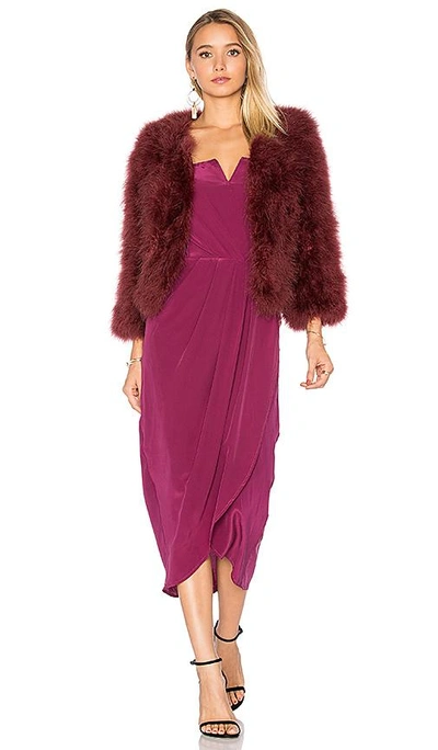 Yumi Kim Away We Go Fur Jacket In Burgundy