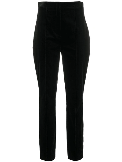 Diane Von Furstenberg High-rise Skinny-leg Velvet Trousers In Black