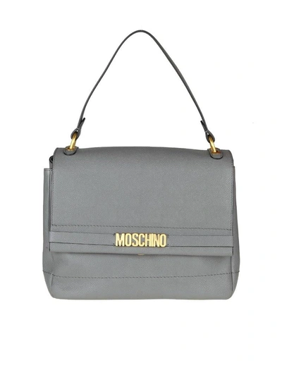 Moschino Bag In Grey Leather With Logo