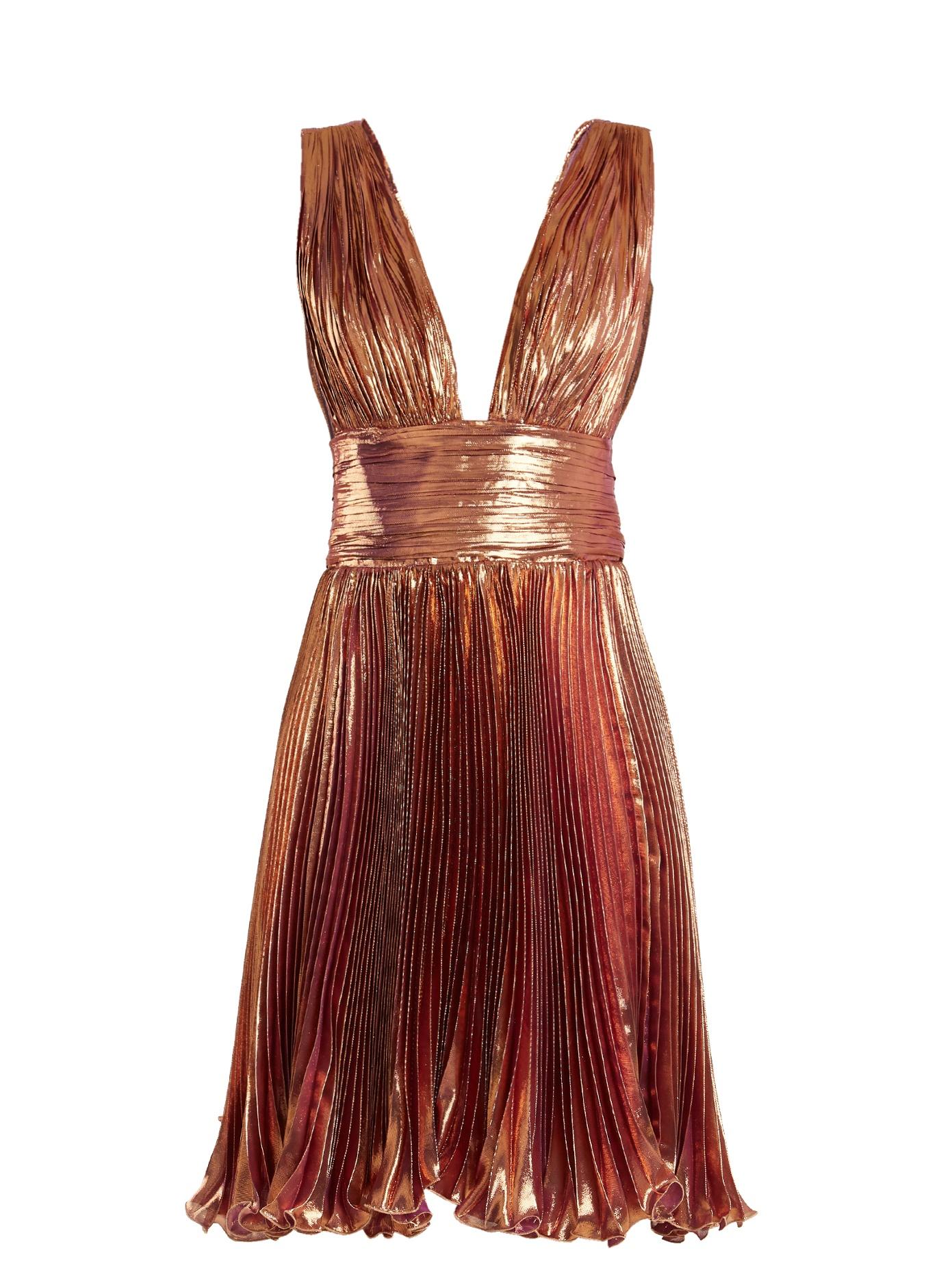 rose gold pleated dress