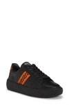 Versace Greca Low Top Sneaker In Black Neon Orange