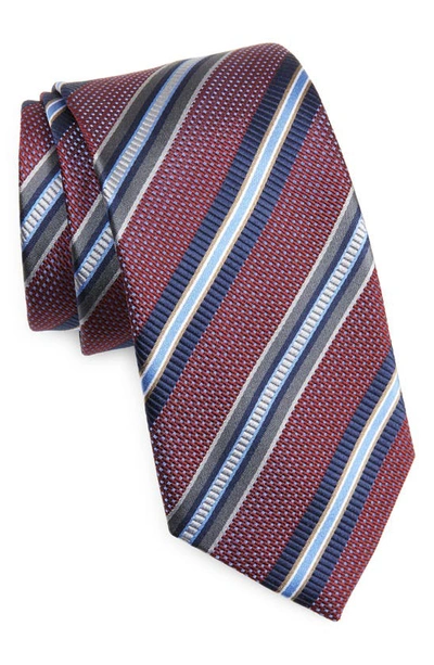 Nordstrom Stripe Silk Tie In Wine