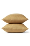 Coyuchi Set Of 2 Organic Crinkled Percale Pillowcases In Hazel