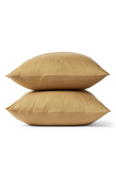 Coyuchi Set Of 2 Organic Crinkled Percale Pillowcases In Hazel