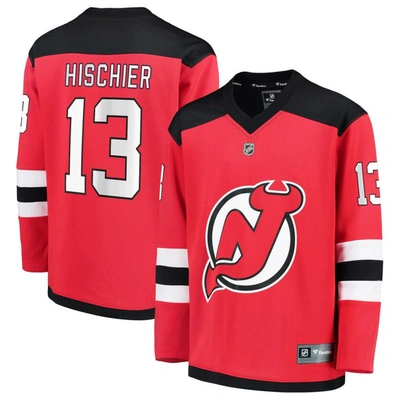 Fanatics Kids' Youth  Branded Nico Hischier Red New Jersey Devils Replica Player Jersey