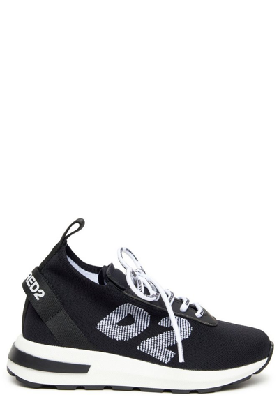 Dsquared2 Kids Logo-print Low-top Woven Trainers 9-12 Years In Black