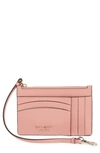 Kate Spade Spencer Leather Wristlet Card Case In Serene Pink