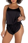 Roma Confidential Satin Pajamas In Black