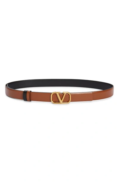 Valentino Vlogo Buckle Reversible Leather Belt In Selleria-nero