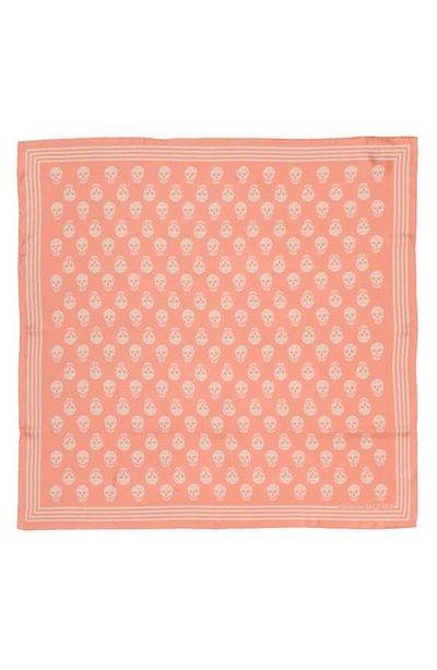 Alexander Mcqueen Biker Skull Silk Scarf In Rose Mole/ Beige
