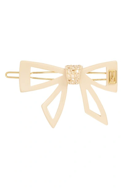 Alexandre De Paris Crystal Bow Barrette In Beige