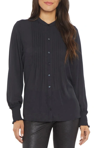 Nydj Pleated Peasant Blouse In Black