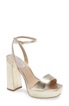 Steve Madden Lessa Platform Ankle Strap Sandal In Gold