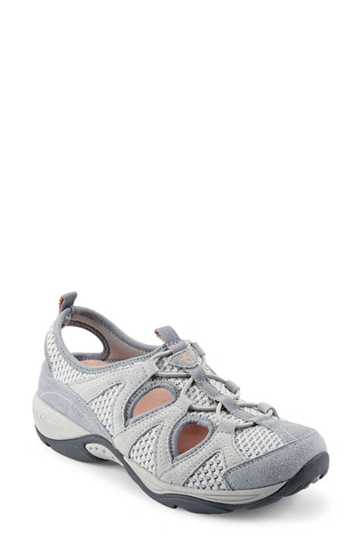 Easy Spirit Earthen 10 Womens Suede Stretch Slip-on Sneakers In Light Gray/pink Suede And Textile