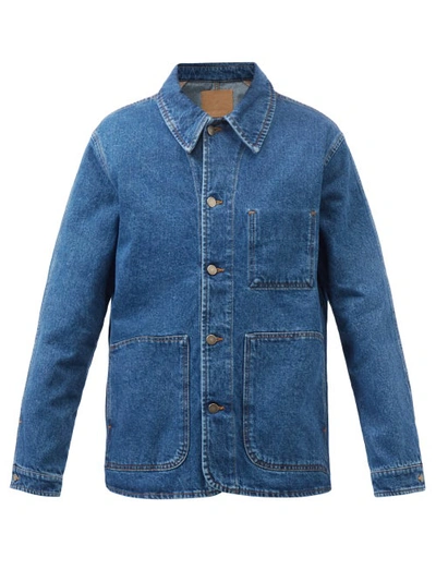 Another Aspect Organic-cotton Denim Chore Jacket In Blue