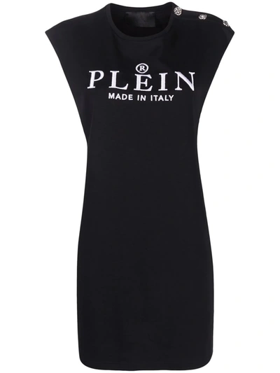 Philipp Plein Logo-embroidered T-shirt Dress In Schwarz