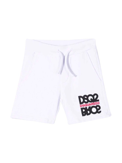 Dsquared2 Teen Logo-print Jogger Shorts In White