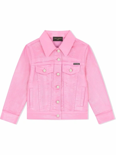 Dolce & Gabbana Kids' Little Girl's & Girl's Glossy Denim Jacket In Pink & Purple