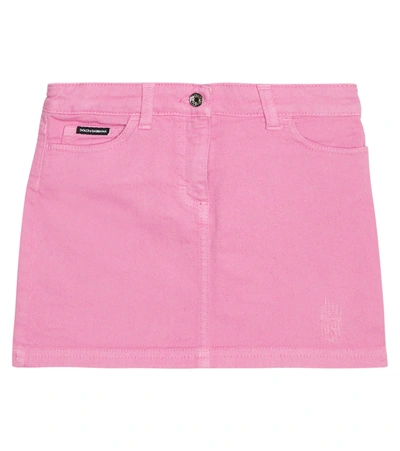 Dolce & Gabbana Babies' Kids Stretch-cotton Denim Skirt (2-6 Years) In Pink