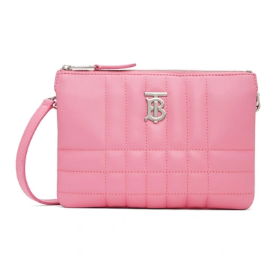 Burberry Lola Quilted Check Double Pouch Crossbody Bag In Pink