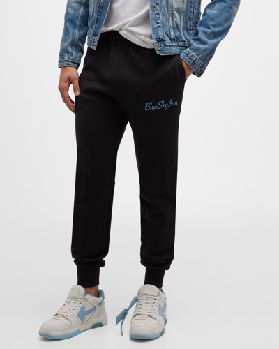 Blue Sky Inn Logo-embroidered Relaxed-fit Cotton-jersey Jogging Bottoms In Blue