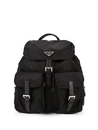 Prada Zaino Leather Backpack In Black