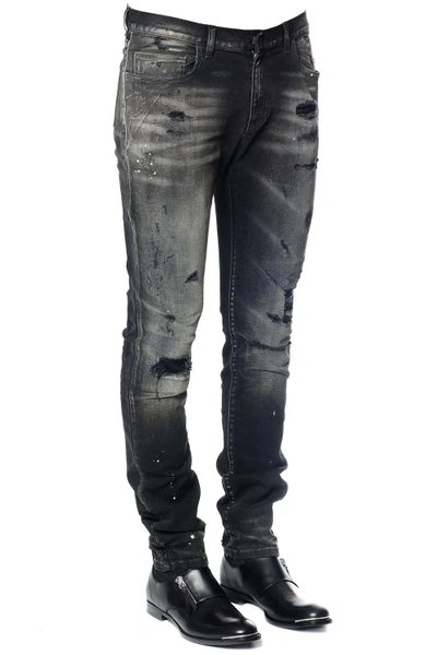 Faith Connexion Distressed Cotton Denim Jeans In Black