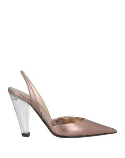 3juin Woman Pumps Bronze Size 8 Leather In Brown